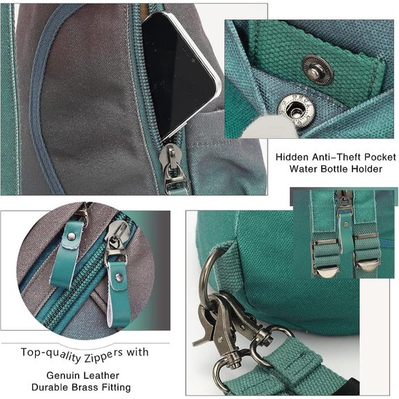 Women Small Casual Canvas Sling Crossbody Shoulder Backpack main image 6